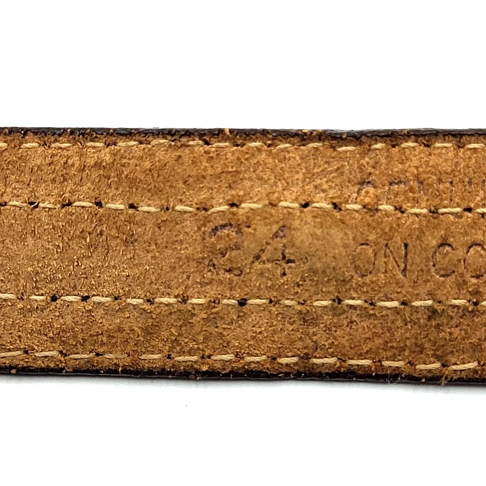 Vintage 90s Boys Brown Leather Weave Belt Brass Buckle 24